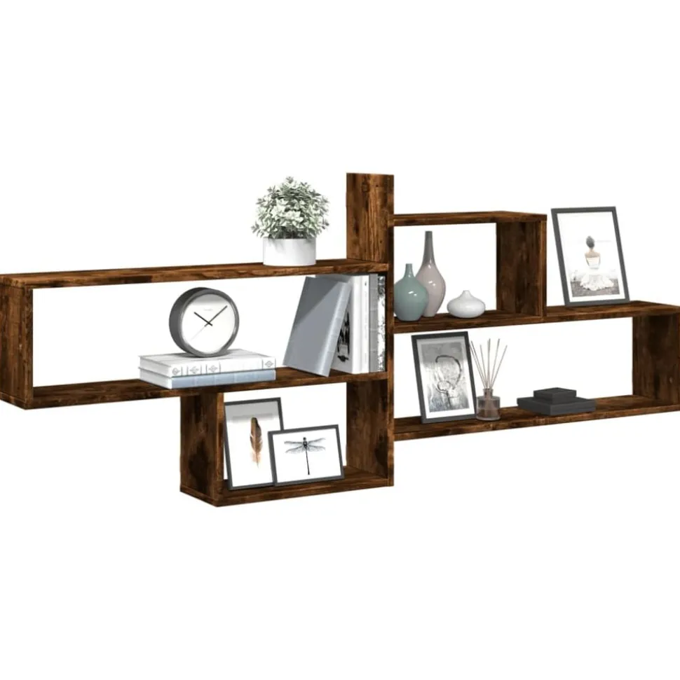 vidaXL Wandschap 167,5x18x68 cm bewerkt hout gerookt eikenkleurig