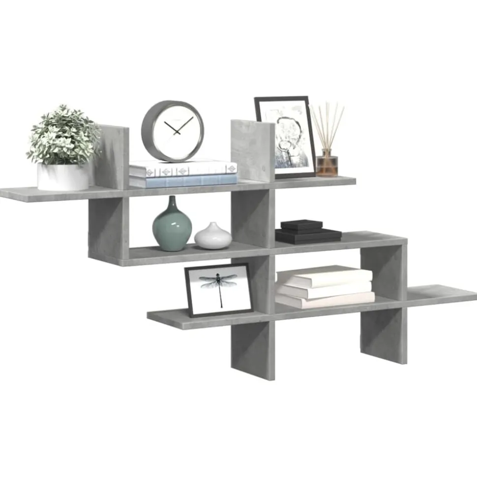 vidaXL Wandschap 124,5x18x60,5 cm bewerkt hout betongrijs
