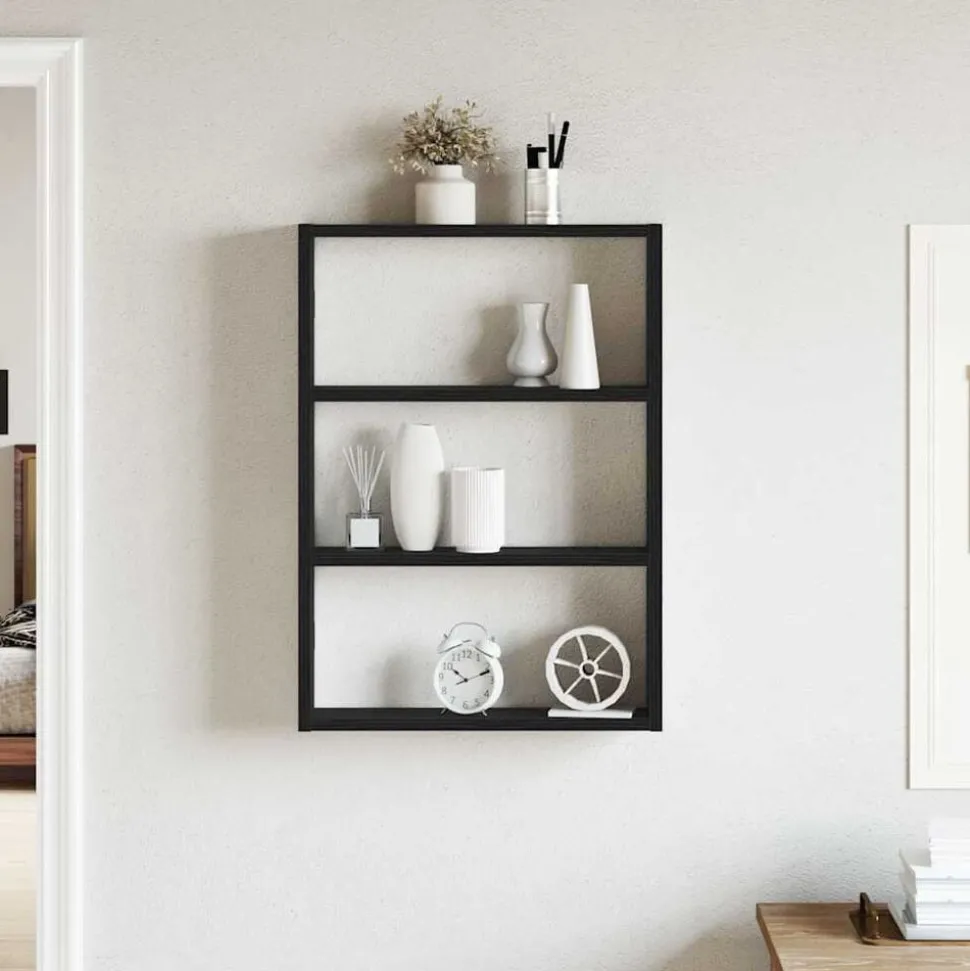 vidaXL Wandschap 43x9x60 cm bewerkt hout zwart