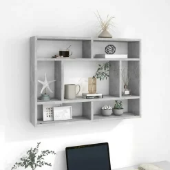vidaXL Wandschap 75x16x55 cm bewerkt hout betongrijs