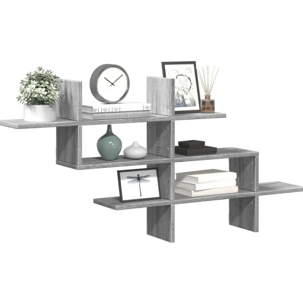 vidaXL Wandschap 124,5x18x60,5 cm bewerkt hout grijs sonoma eikenkleur