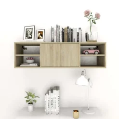vidaXL Wandschap 102x30x29 cm bewerkt hout sonoma eikenkleurig