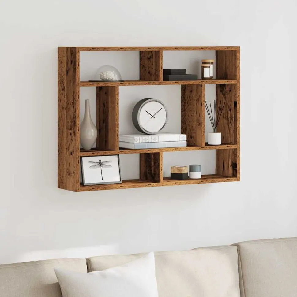 vidaXL Wandschap 75x16x55 cm bewerkt hout oud houtkleurig
