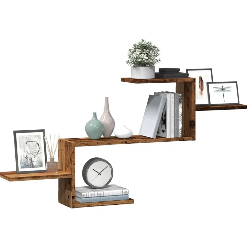 vidaXL Wandschap 104x15x49 cm bewerkt hout oud houtkleurig