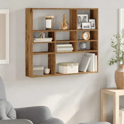vidaXL Wandschap 90x16x78 cm bewerkt hout oud houtkleurig