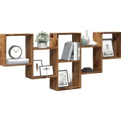 vidaXL Wandschap 159x18x66 cm bewerkt hout oud houtkleurig
