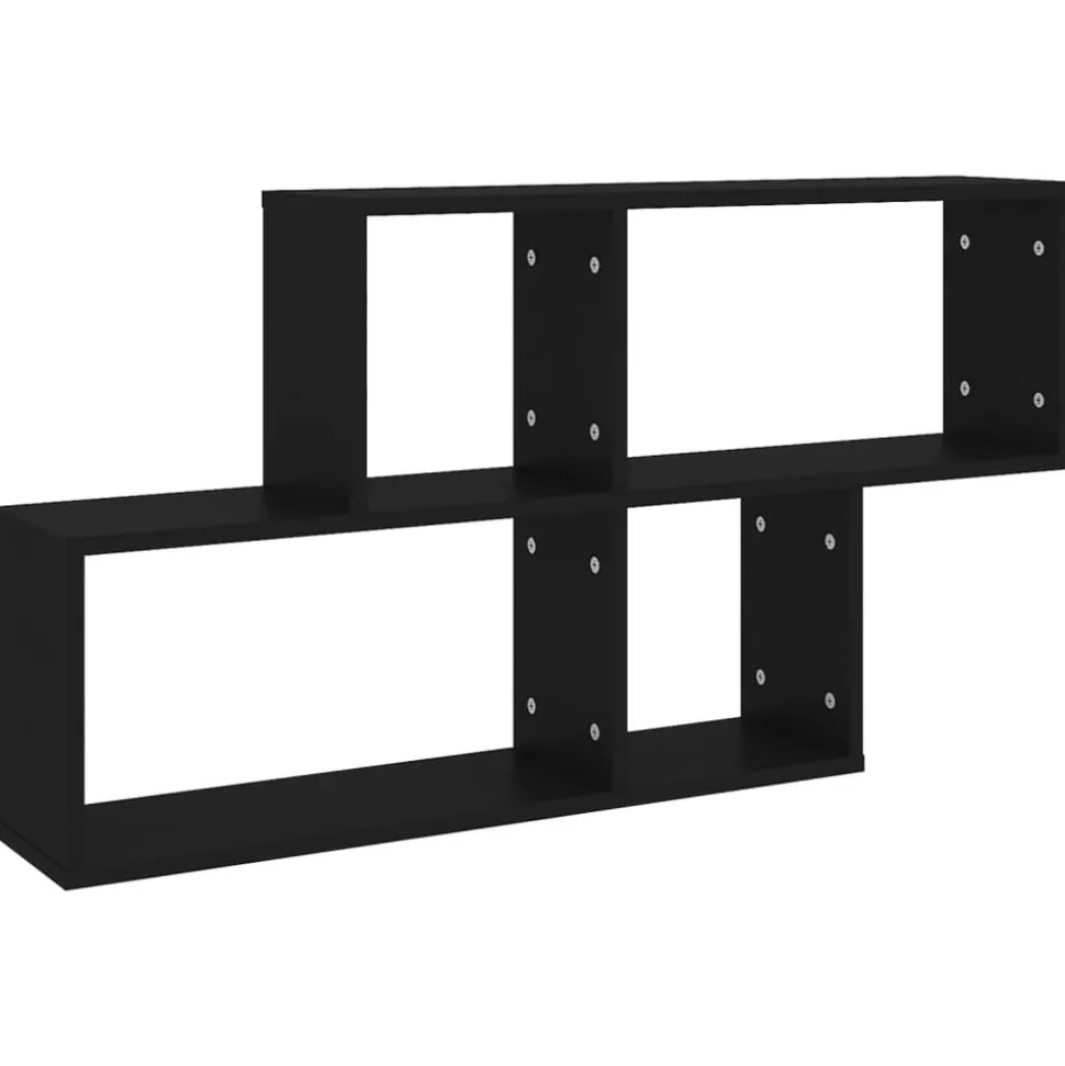 vidaXL Wandschap 100x18x53 cm bewerkt hout zwart