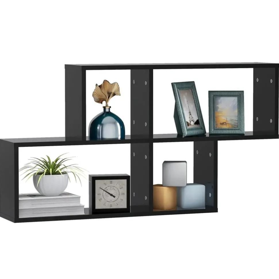 vidaXL Wandschap 100x18x53 cm bewerkt hout zwart