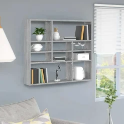 vidaXL Wandschap 90x16x78 cm bewerkt hout grijs sonoma eikenkleurig