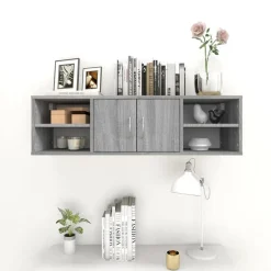 vidaXL Wandschap 102x30x29 cm bewerkt hout grijs sonoma eikenkleurig