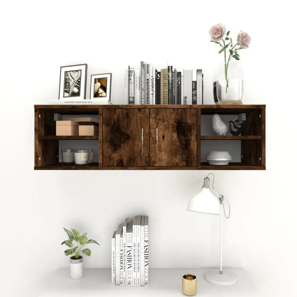 vidaXL Wandschap 102x30x29 cm bewerkt hout gerookt eikenkleurig
