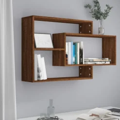 vidaXL Wandschap 104x20x58,5 cm bewerkt hout bruin eikenkleur