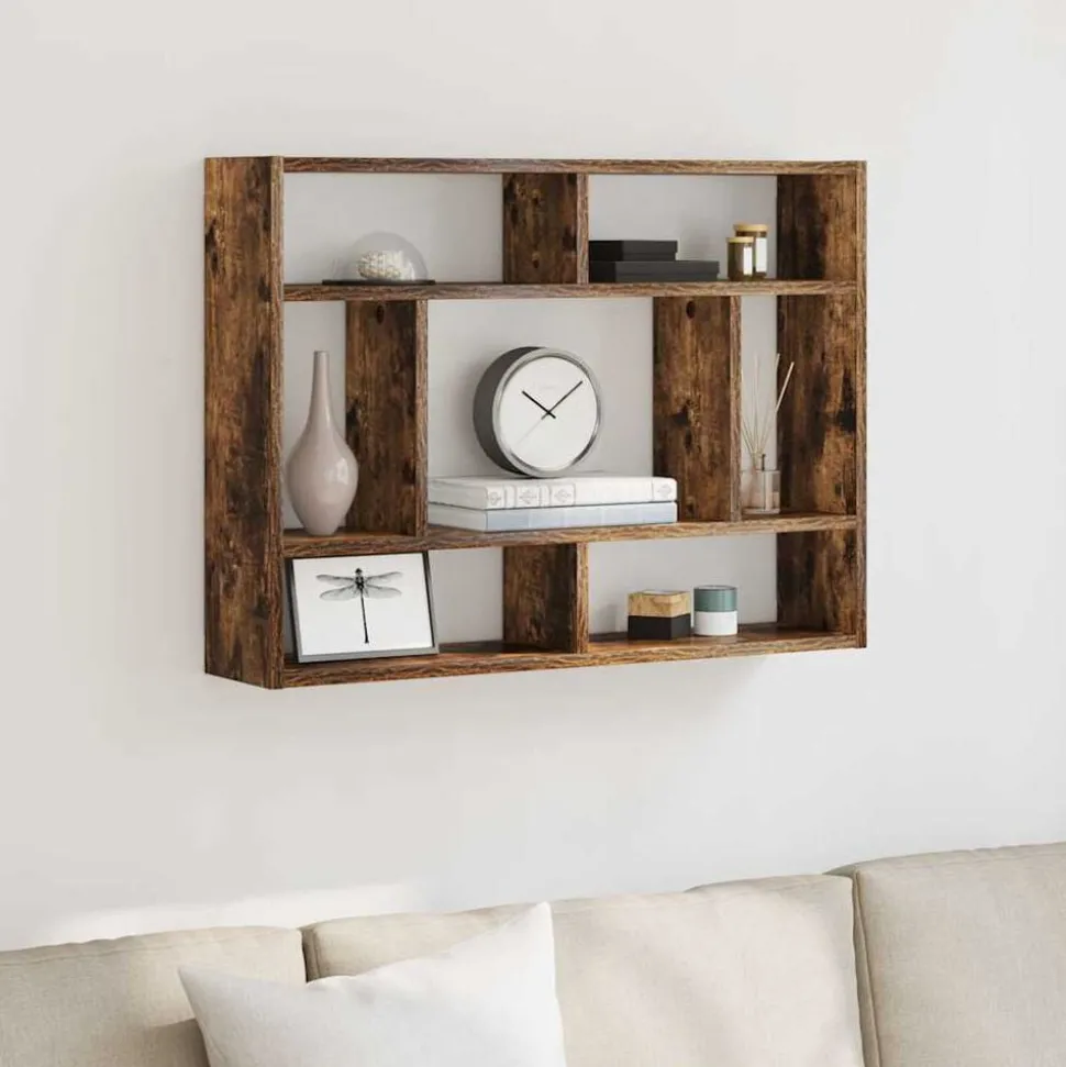 vidaXL Wandschap 75x16x55 cm bewerkt hout gerookt eikenkleurig