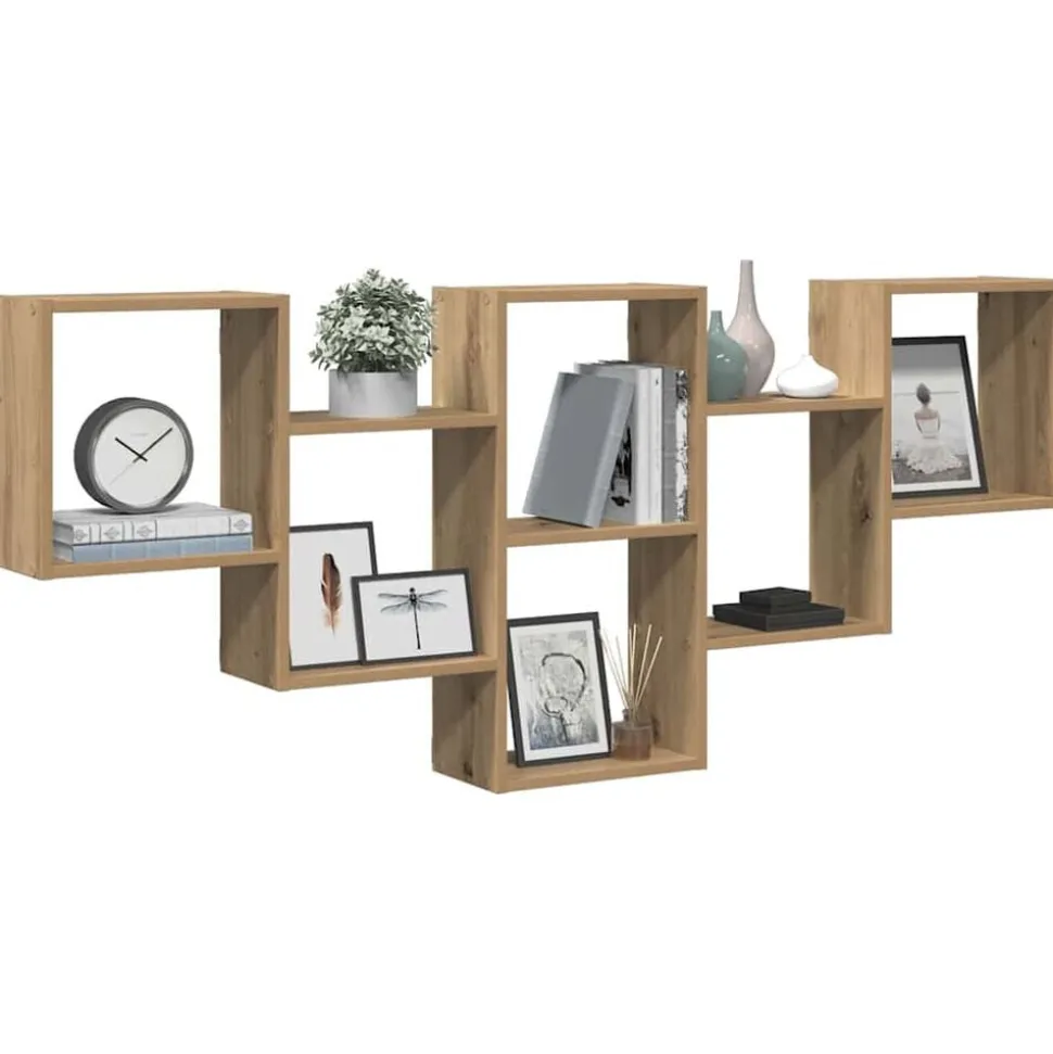 vidaXL Wandschap 159x18x66 cm bewerkt hout artisanaal eikenkleurig