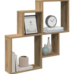 vidaXL Wandschap 80x15x78,5 cm bewerkt hout artisanaal eikenkleurig