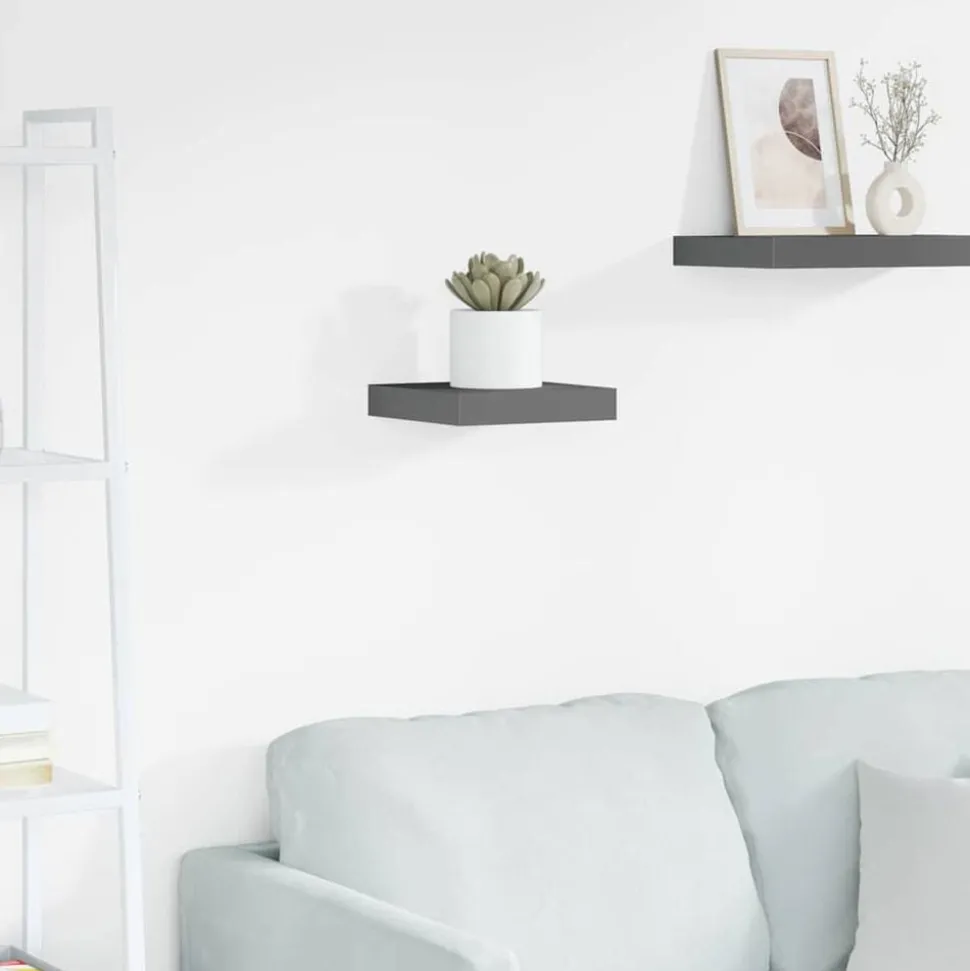 vidaXL Wandschap zwevend 23x23,5x3,8 cm MDF hoogglans grijs