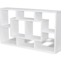 vidaXL Wandschap zwevend 8 vakken wit