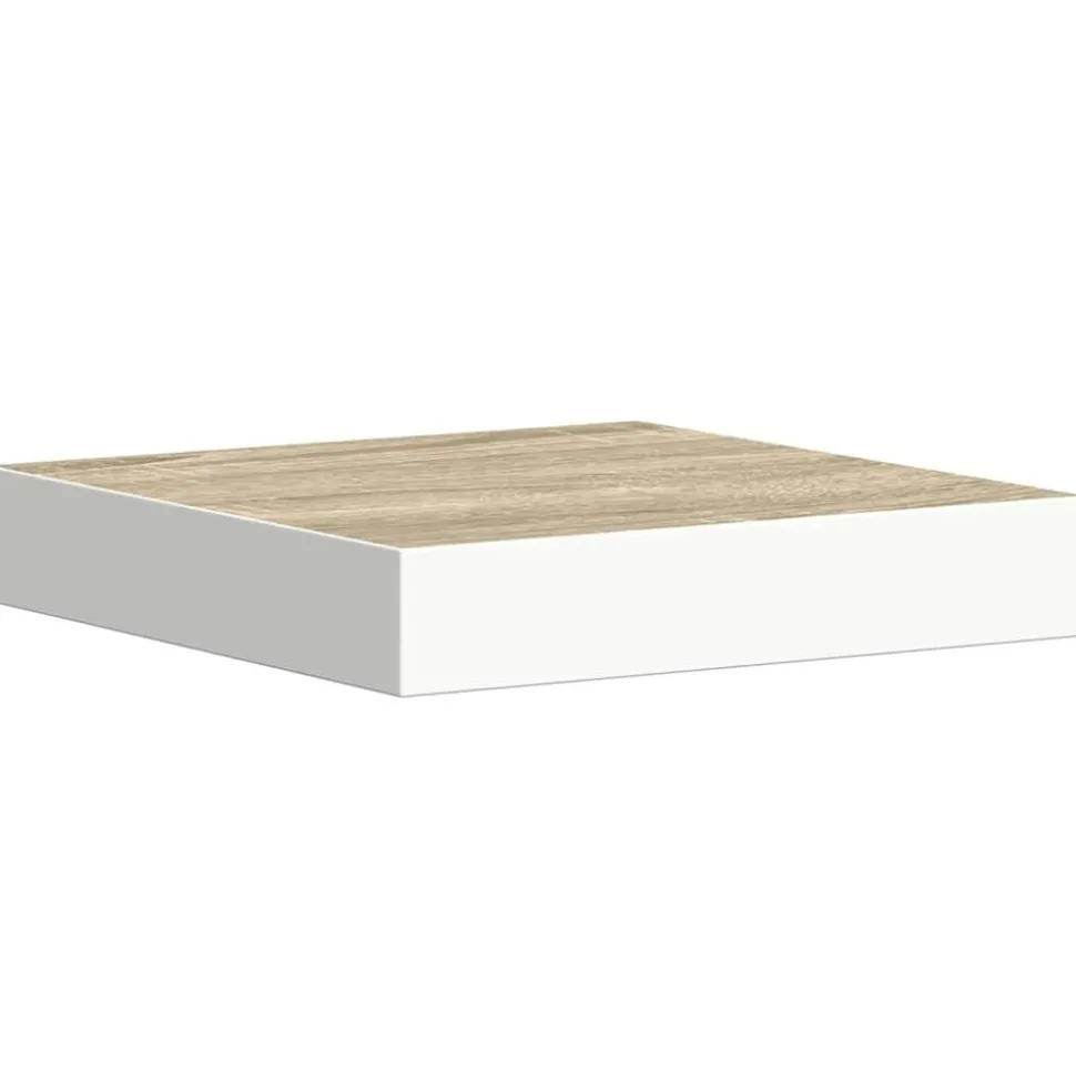 vidaXL Wandschap zwevend 23x23,5x3,8 cm MDF eikenkleurig en wit