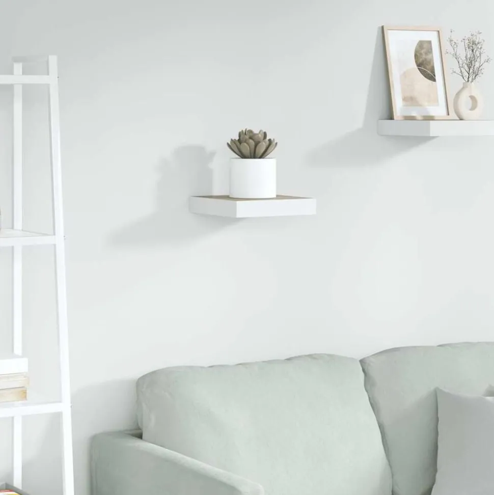 vidaXL Wandschap zwevend 23x23,5x3,8 cm MDF eikenkleurig en wit