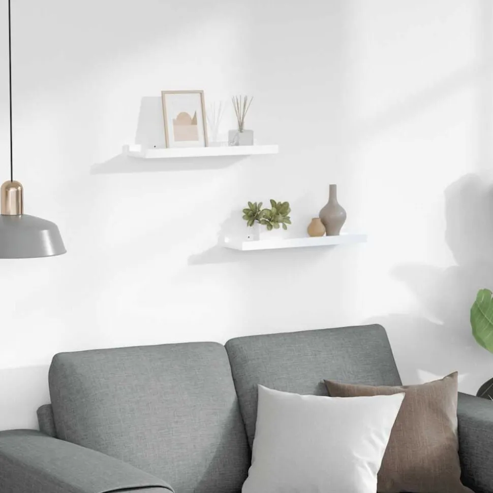 vidaXL Wandschappen 2 st 40x9x3 cm hoogglans wit