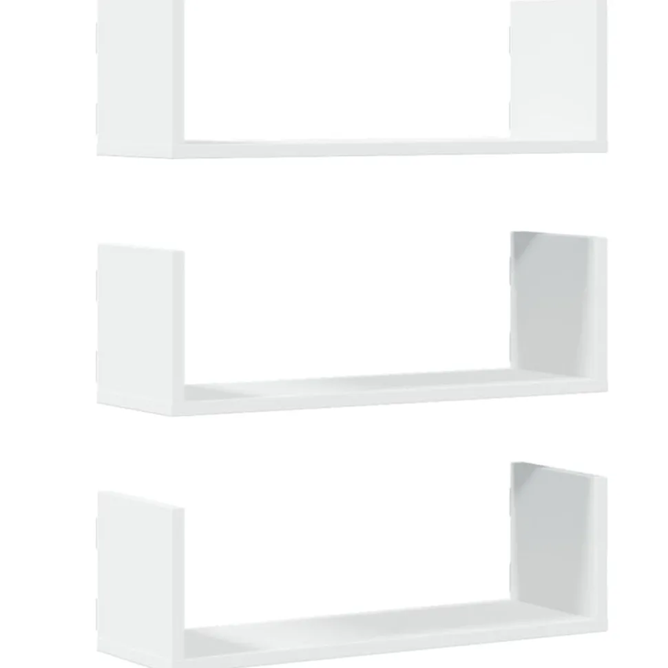 vidaXL Wandschappen 3 st 58x18x18 cm bewerkt hout wit