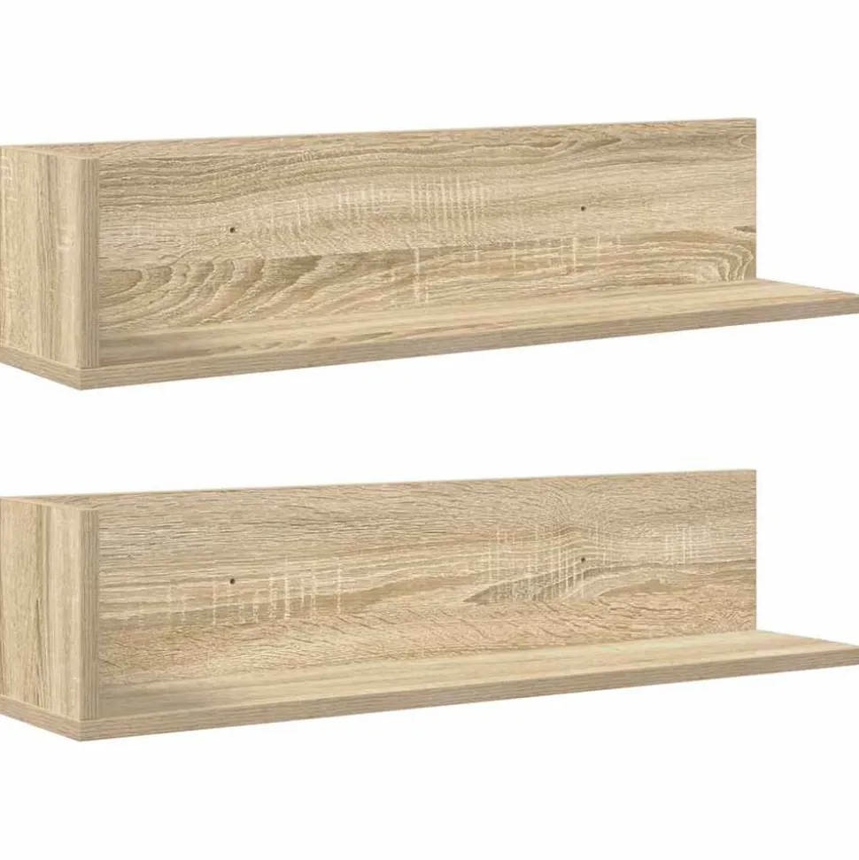vidaXL Wandschappen 2 st 75x16,5x16,5cm bewerkt hout sonoma eikenkleur