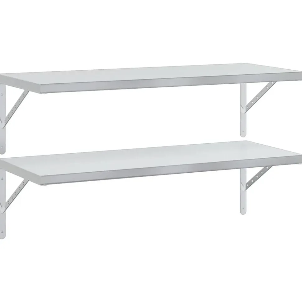 vidaXL Wandschappen 2 st 100x40 cm roestvrijstaal zilverkleurig