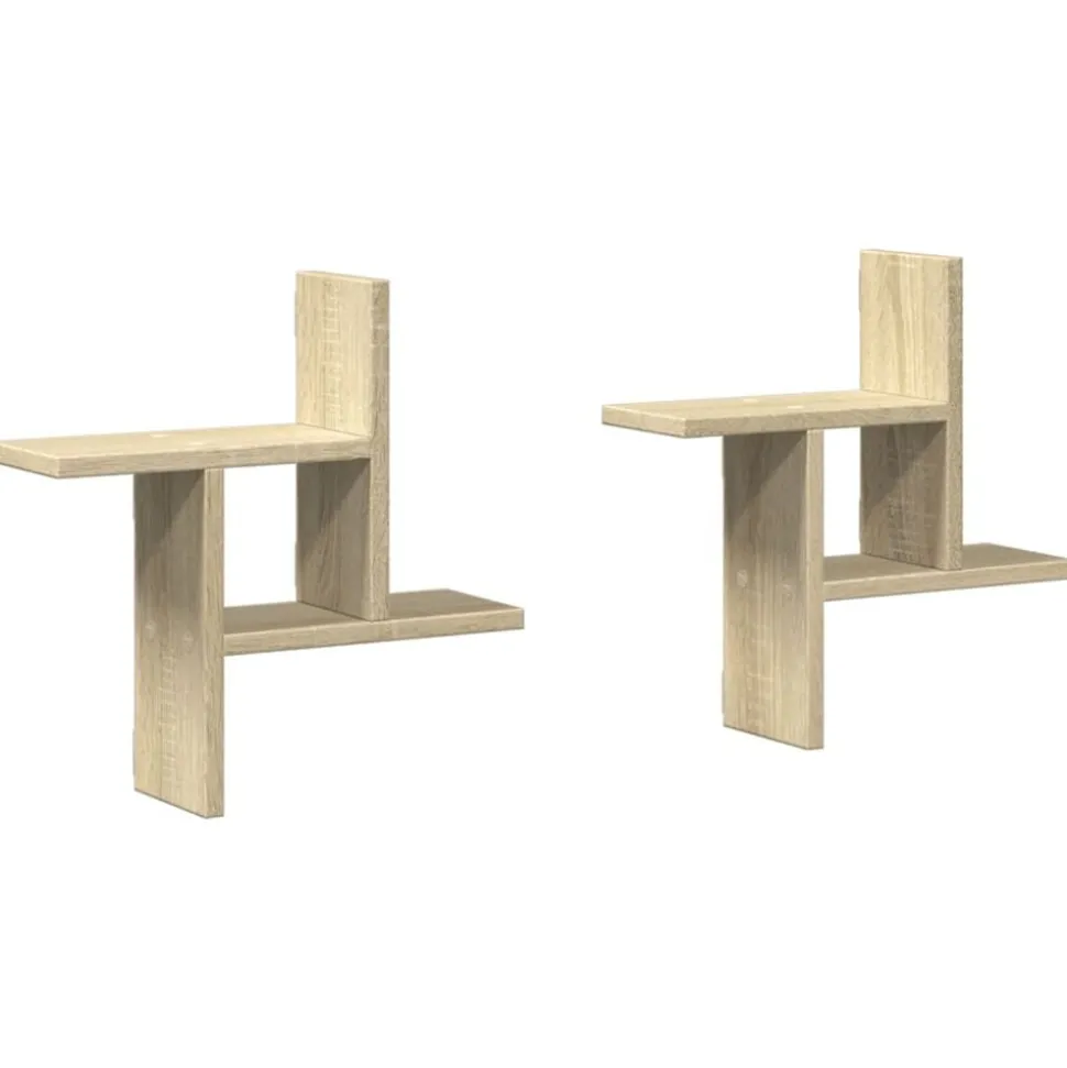 vidaXL Wandschappen 2 st 38x12x38 cm bewerkt hout sonoma eikenkleurig
