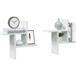 vidaXL Wandschappen 2 st 38x12x38 cm bewerkt hout wit