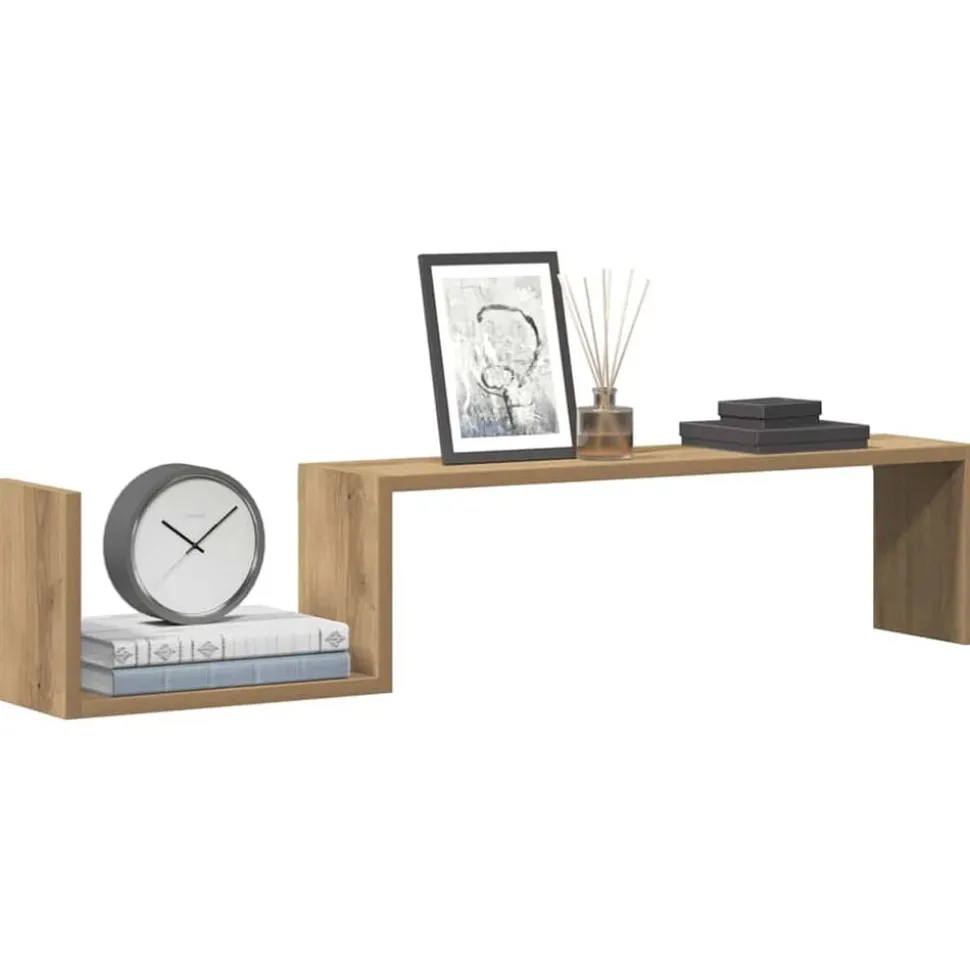 vidaXL Wandschappen 2 st 100x15x20 cm bewerkt hout artisanaal eiken