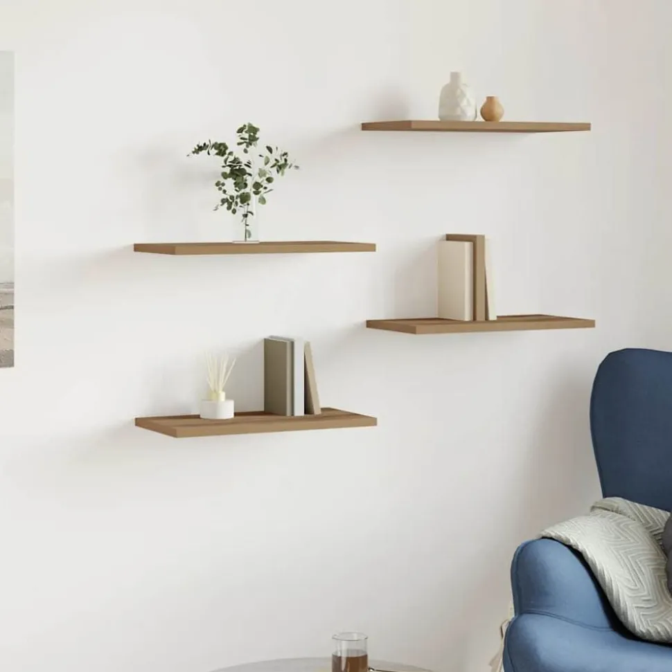 vidaXL Wandschappen 4 st 40x20x1,5 cm bewerkt hout artisanaal eiken