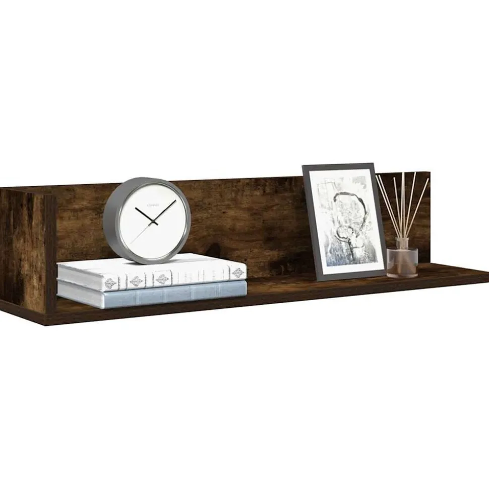 vidaXL Wandschappen 2 st 75x16,5x16,5 cm bewerkt hout gerookt eiken