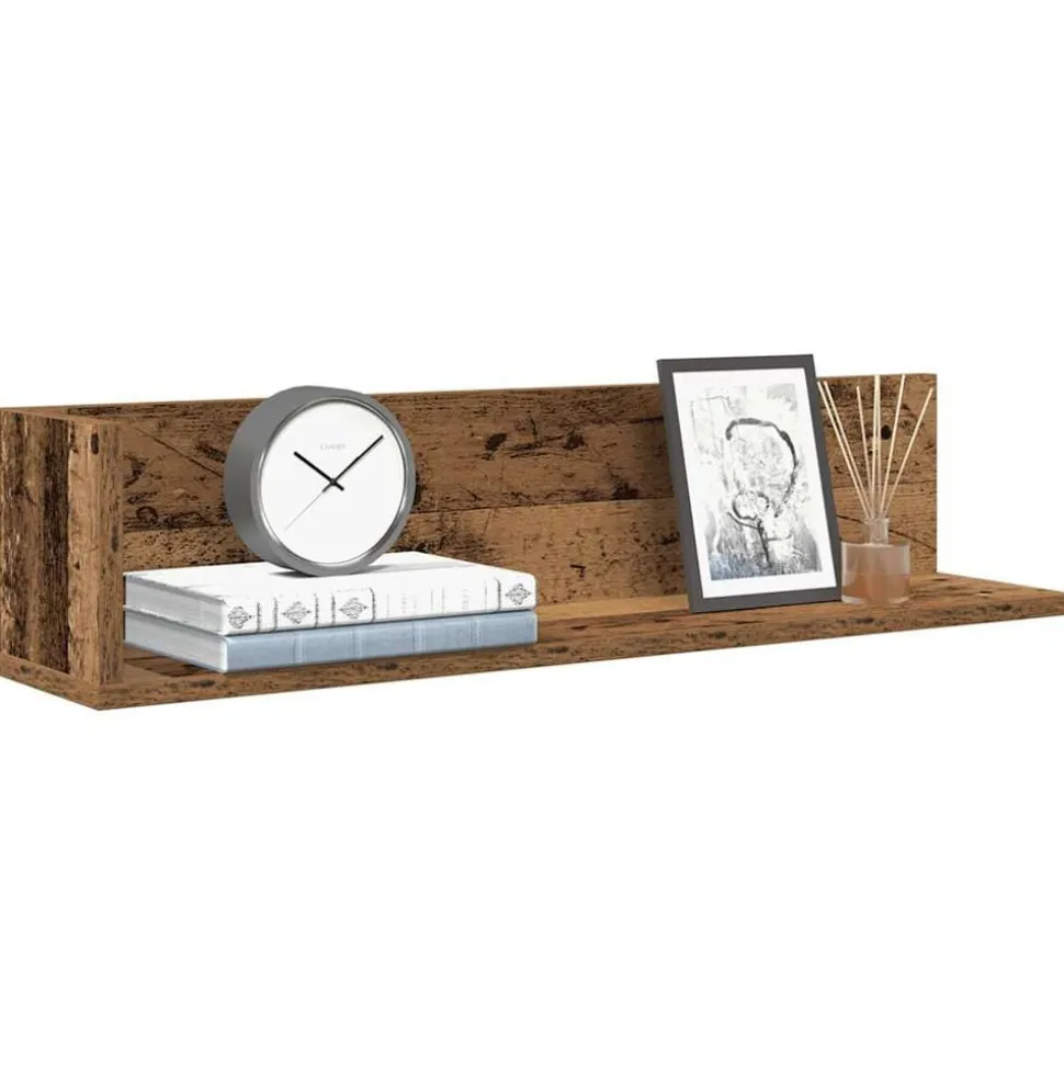 vidaXL Wandschappen 2 st 75x16,5x16,5 cm bewerkt hout oud houtkleurig