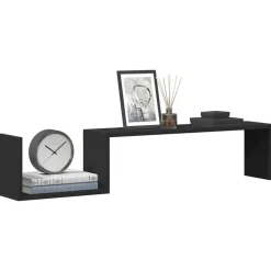 vidaXL Wandschappen 2 st 100x15x20 cm bewerkt hout zwart