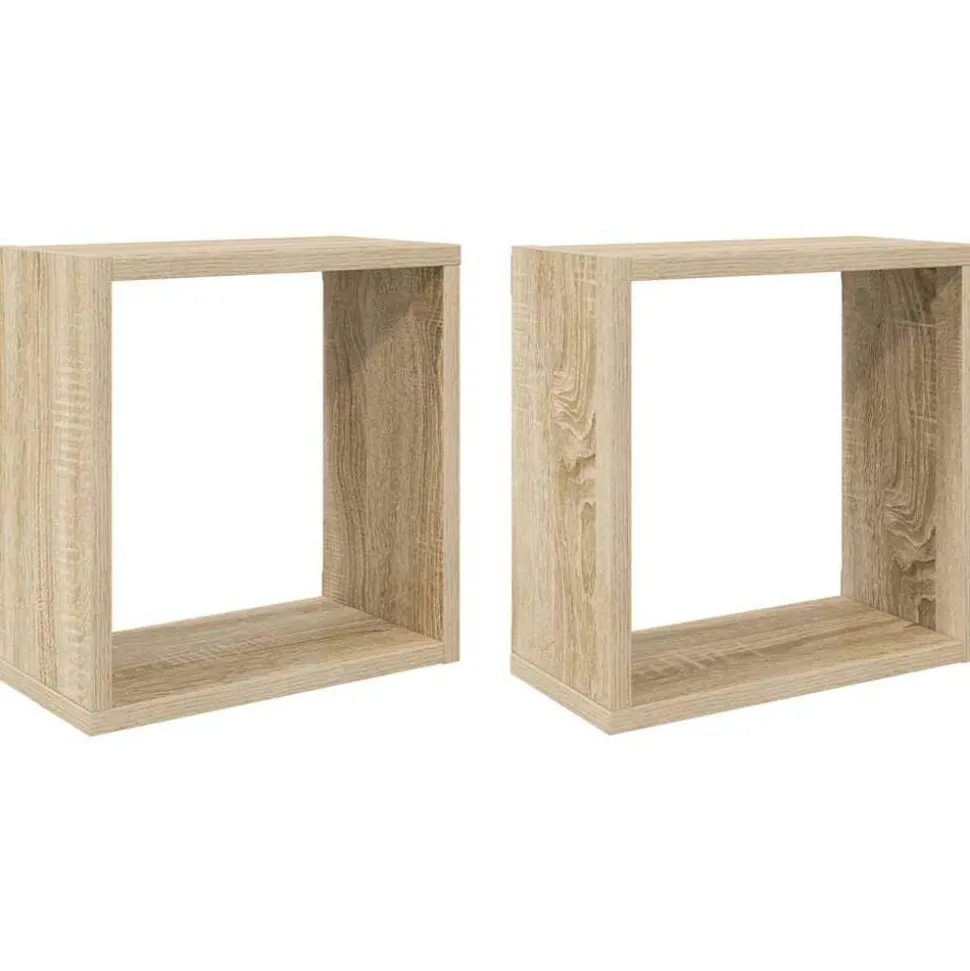 vidaXL Wandschappen kubus 2 st 30x15x30 cm sonoma eikenkleurig