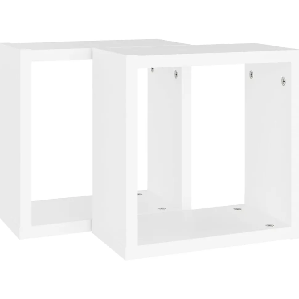 vidaXL Wandschappen kubus 2 st 30x15x30 cm wit