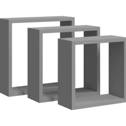 vidaXL Wandschappen kubus 3 st MDF grijs