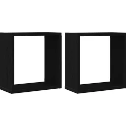 vidaXL Wandschappen kubus 2 st 30x15x30 cm bewerkt hout zwart eiken