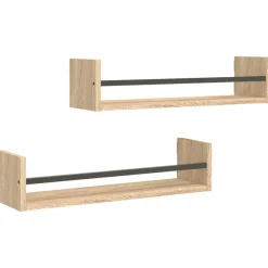 vidaXL Wandschappen met stangen 2 st 60x16x14 cm sonoma eikenkleurig