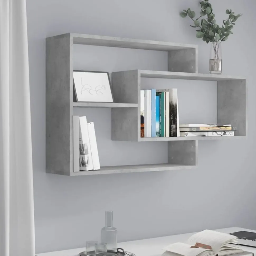 vidaXL Wandschappen 104x20x58,5 cm bewerkt hout betongrijs