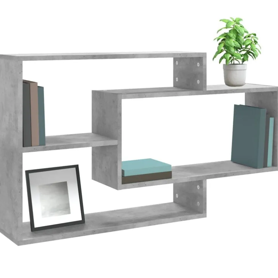 vidaXL Wandschappen 104x20x58,5 cm bewerkt hout betongrijs