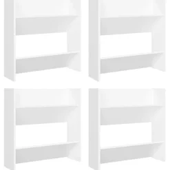 vidaXL Wandschoenenkasten 4 st 60x18x60 cm bewerkt hout wit