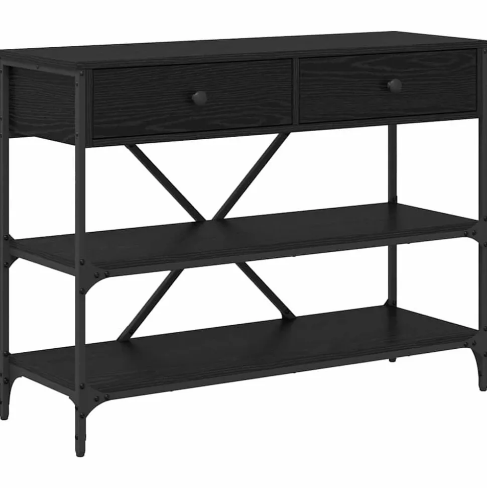 vidaXL Wandtafel met lade Zwart Eiken 100 x 34,5 x 75 cm Hout