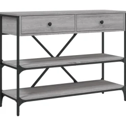 vidaXL Wandtafel met lades en schappen bewerkt hout grijs sonoma eiken