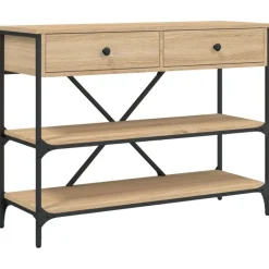 vidaXL Wandtafel met lades en schappen bewerkt hout sonoma eikenkleur