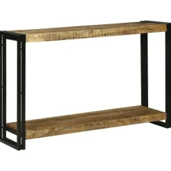vidaXL Wandtafel met plank Bruin 120 x 33 x 75 cm Massief Mango Hout