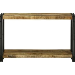 vidaXL Wandtafel met plank Bruin 120 x 33 x 75 cm Massief Mango Hout