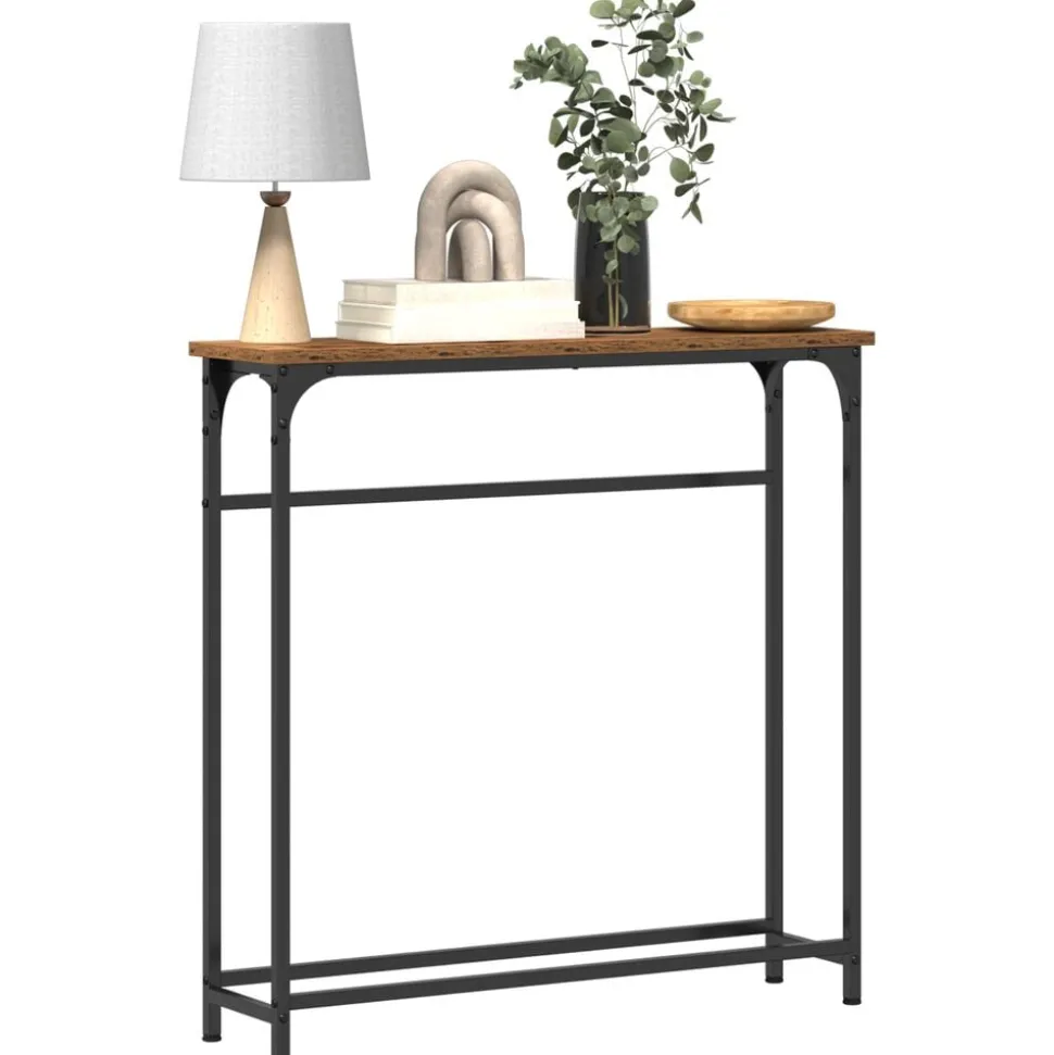 vidaXL Wandtafel met plank Oudhout 75 x 19,5 x 75 cm Bewerkt hout