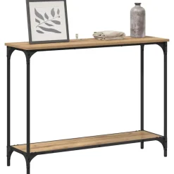 vidaXL Wandtafel met plank artisanaal eikenkleurig 101 x 30.5 x 75 cm