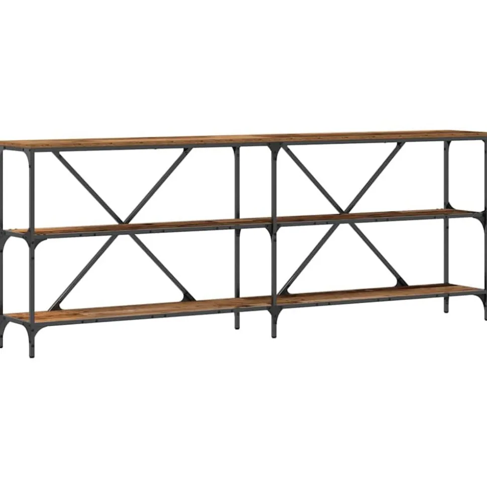 vidaXL Wandtafel met plank Oudhout 200 x 30 x 75 cm Bewerkt hout